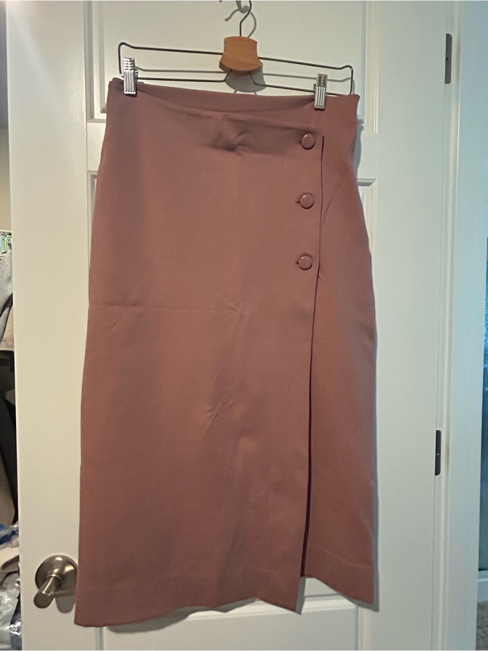 Babaton Mauve-Tea Midi Skirt with Side Buttons